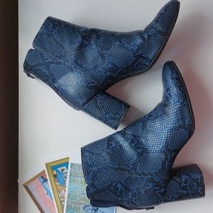 Old Navy Blue Faux Snakeskin Booties